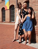 Three old and young lesbians make out and then some